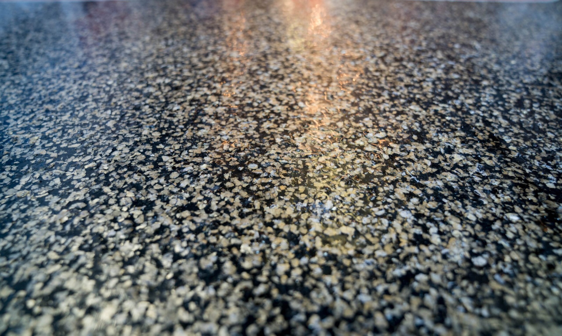 Close-up flake epoxy floor finish