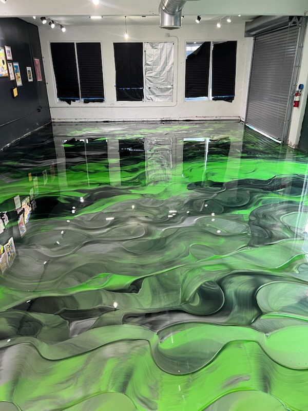 Green metallic epoxy floor