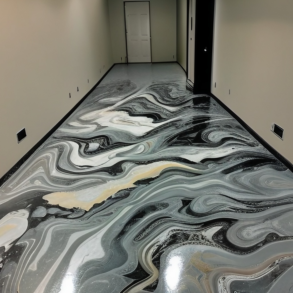 Marble-style metallic epoxy floor